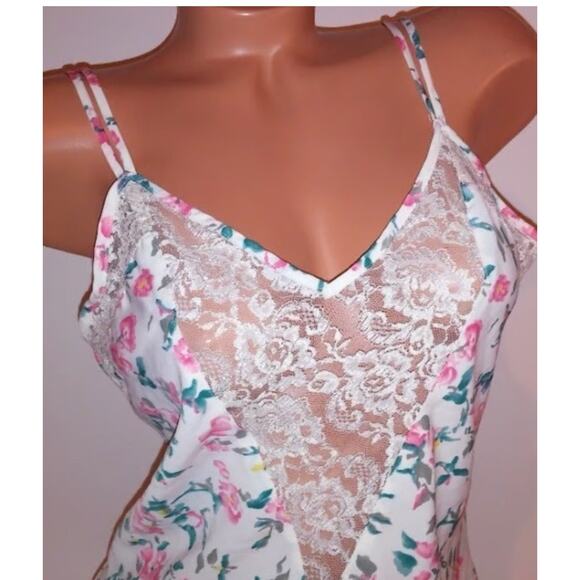 Vintange Victoria's Secret Floral Silk Night Gown Gold Label Slip Dress Size L - Picture 1 of 7